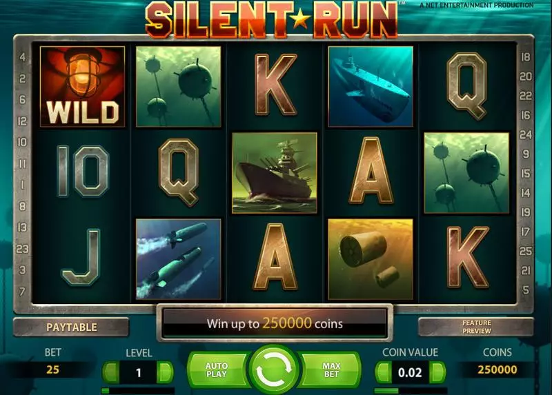 Silent Run NetEnt Slot Main Screen Reels