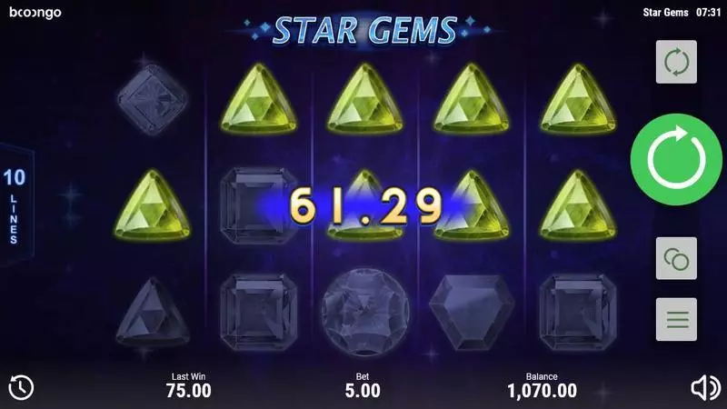 Star Gems Booongo Slot Winning Screenshot