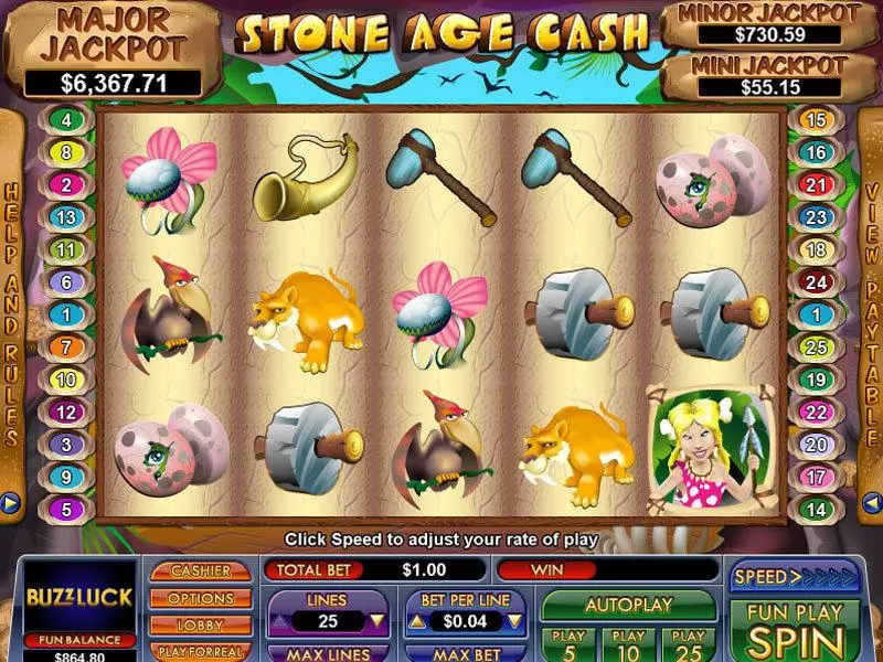 Stone Age Cash NuWorks Slot Main Screen Reels