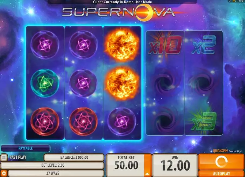 Supernova Quickspin Slot Main Screen Reels