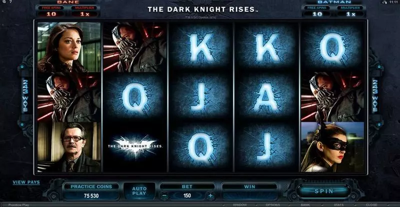 The Dark Knight Rises Microgaming Slot Main Screen Reels