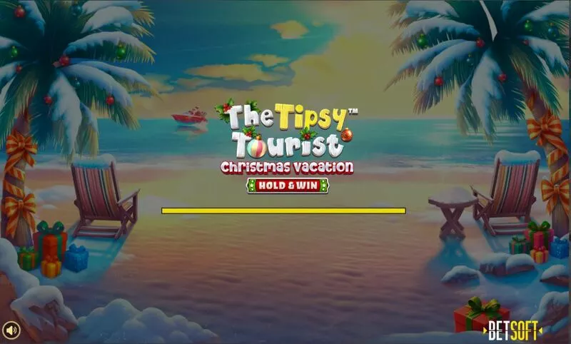 The Tipsy Tourist - Christmas Vacation BetSoft Slot Introduction Screen