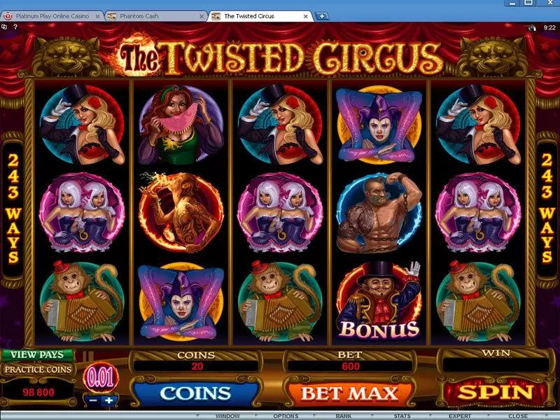 The Twisted Circus Microgaming Slot Main Screen Reels