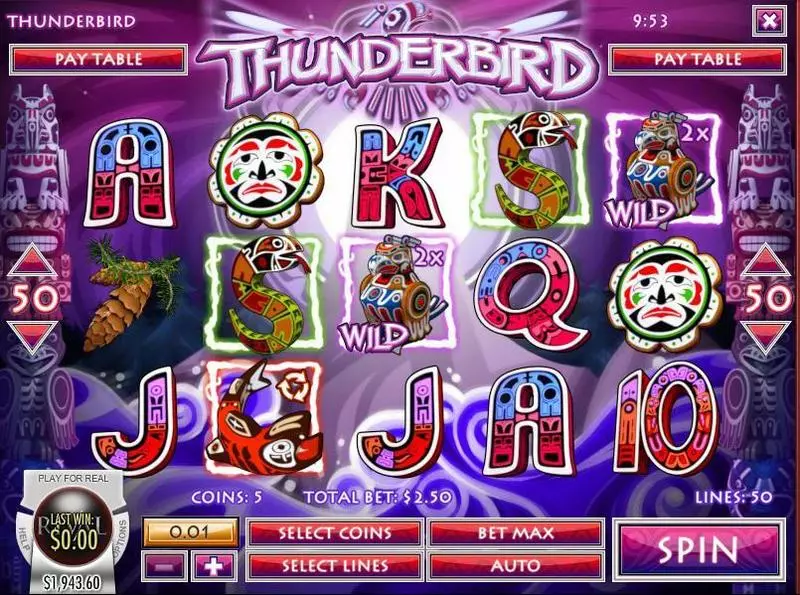 Thunderbird Rival Slot Main Screen Reels