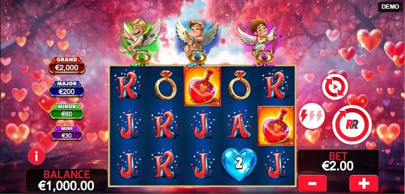 Triple Valentine Red Rake Gaming Slot Main Screen Reels