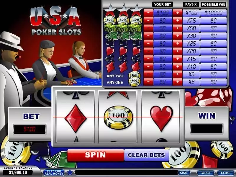USA Poker PlayTech Slot Main Screen Reels