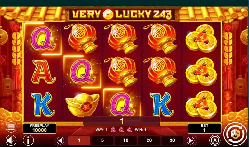 Very Lucky 243 1Spin4Win Slot Main Screen Reels