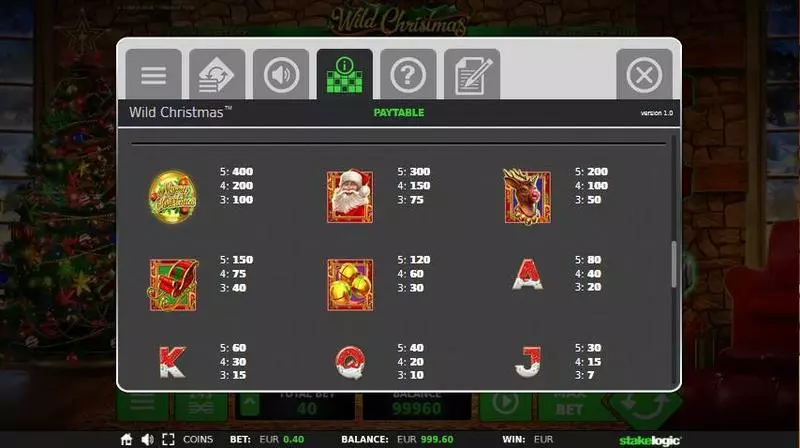 Wild Christmas StakeLogic Slot Paytable