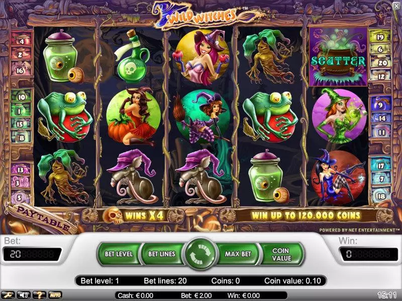 Wild Witches NetEnt Slot Main Screen Reels