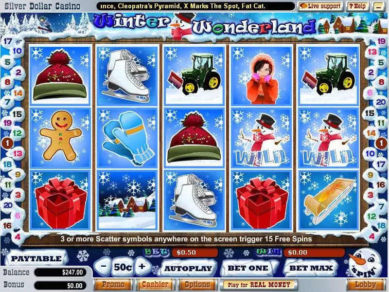 Winter Wonderland WGS Technology Slot Main Screen Reels