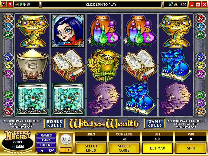 Witches Wealth Microgaming Slot Main Screen Reels